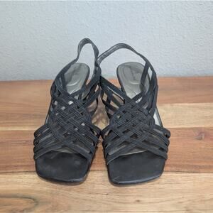 Bandolino Black Woven Strappy 3 Inch Heels
